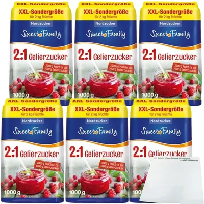 Produktbild von Sweet Family Gelierzucker 2zu1 XXL Sondergröße 6er Pack (6x1kg Packung) + usy Block