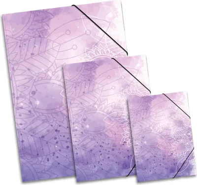 Produktbild von ITENGA Gummizugmappe Zeichenmappe Karton A4 A3 A2 Set MANDALA AQUARELL