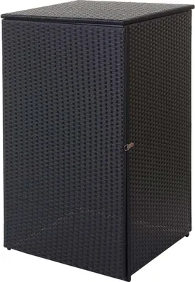 Image de Habillage de poubelle HWC-E25, abri pour poubelle Couverture de poubelle, poly rotin 120l ~ noir