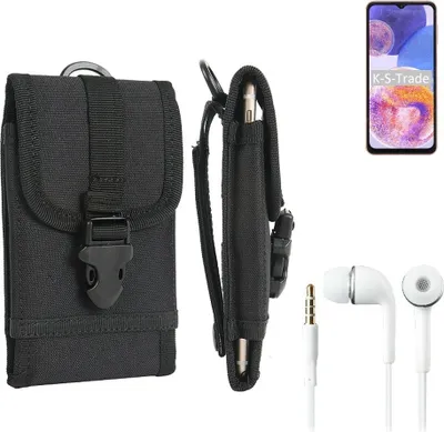 Produktbild von K-S-Trade Holster Schutz Hülle kompatibel mit Samsung Galaxy A23 Gürteltasche Handy Hülle Tasche outdoor Seitentasche schwarz 1x + Kopfhörer