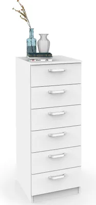 Obrázek produktu pro Briebe Praktická komoda do ložnice, vysoká komoda se 6 zásuvkami, 110x40x40 cm Bílá