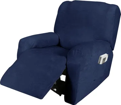 Obrázek produktu pro 4 kusy sametového strečového lehátka Pohovka Slipcovers Cover Nábytek Protector pro 1 místný gauč, tmavě modrá