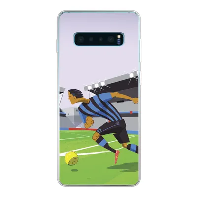 Produktbild von MuchoWow® Handyhülle Schutzhülle Hülle für Samsung Galaxy S10 Lite Eine Illustration von Spielern, die in einem Stadion Fußball spielen - Junge - Mädchen - Kinder Silikon Softcase Handy Hülle - Schutz