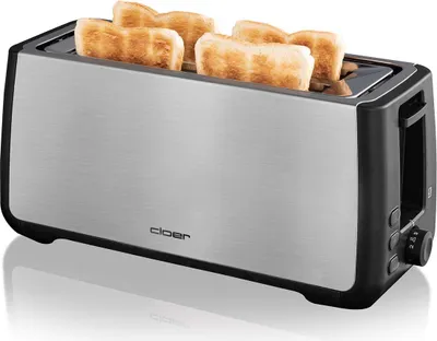 Produktbild von Cloer 3579 King-Size Toaster für 4 XXL Scheiben, Check-Funktion, Edelstahlgehäuse, 1500 Watt, schwarz Kunststoff