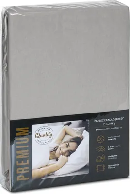 Zdjęcie produktu dla Prześcieradło Jersey 4 z gumką 160x200 srebrne na wysoki materac 30 cm 190 g/m2 Eurofirany