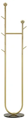 Produktbild von Kleiderständer aus goldenem Metall mit Marmorbasis CM 40X32X175