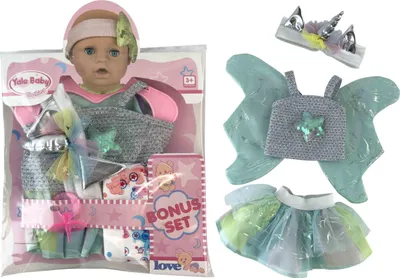 Produktbild von Puppenkleidung Set aus Stoff, geeignet für Puppen mit einer Größe von 30 bis 38 cm