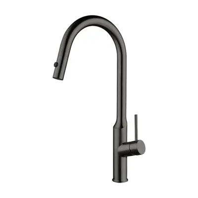 Produktbild von GranMaster SYLORA – Moderne Küchenarmatur in Gun Metal (Dunkelgrau Metallic), Ausziehbar und schwenkbar, Aus Edelstahl, Minimalistisch und Funktional