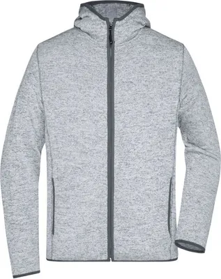 Produktbild von Kapuzenjacke aus Strickfleece in Melangeoptik light-melange/carbon, Gr. M