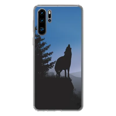 Produktbild von MuchoWow® Handyhülle Schutzhülle Hülle für Huawei P30 Pro Wolf - Bäume - Scherenschnitt Silikon Softcase Handy Hülle - Schutzdeckel