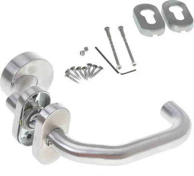Produktbild von Aqbau® Türdrücker mit Türknopf Edelstahl Zylinderform Türknauf Knauf Rosette PZ