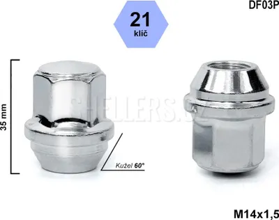 Obrázek produktu pro Kolová matice M14x1,5 Ford, kužel, klíč 21, DF03P, uzavřená, výška 35 mm