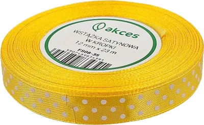 Image de Ruban de satin à pois 12mm 23m jaune