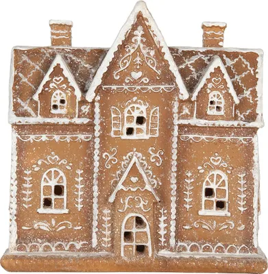 Zdjęcie produktu dla Clayre & Eef Domek z piernika z diodą LED 21x8x20 cm Brązowy Plastik
