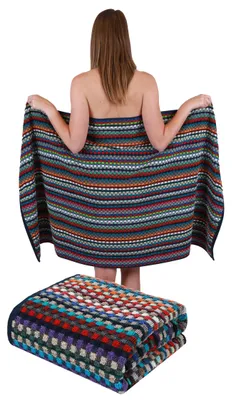 Produktbild von Betz 2 Stück Badetücher XXL Duschtücher Saunatuch Badetuch 100% Baumwolle Duschtuch Karo BUNT Größe 80 x 150 cm