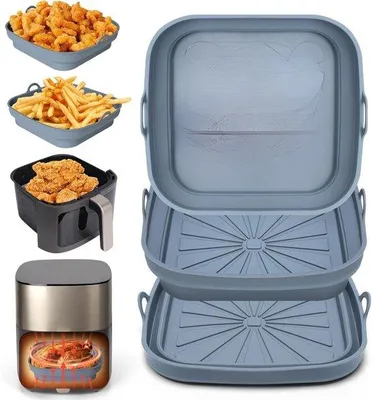 Produktbild von Famanu Airfryer-Silikonform - 3 Stück wiederverwendbare Airfryer-Einlagen faltbar