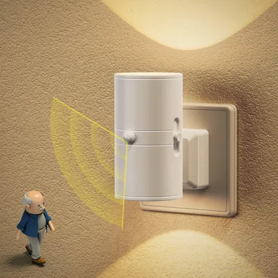 Produktbild von LED Steckdosen-Nachtlicht mit Bewegungsmelder, Weiß, 1 Stück