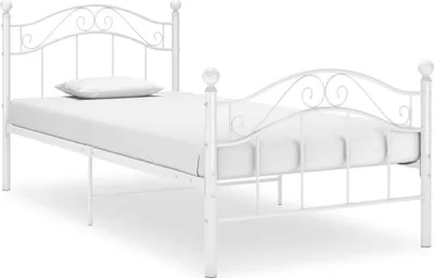 Image de Cadre de lit sans matelas blanc métal 90x200 cm