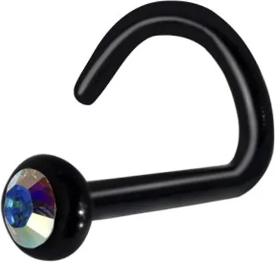 Produktbild von Karisma Nasenpiercing Bioplast Black Mit Kristallstein 0,8mm Nasenstecker - Rainbow