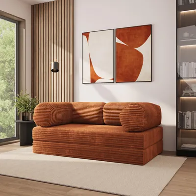 Produktbild von Masseno Schaumstoffsofa ALVIO mit Schlaffunktion, Schlafsofa, Wohnzimmersofa, Couch, Sofa, Bettsofa, Kordstoff – Braun TILIA 52