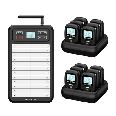 Produktbild von Retekess TD037 Restaurant Pager System, Küchenrufsystem, 800m Reichweite, 48 Stunden Dauerbetrieb, Schutzart IP54, 7 Alarmmodi, für Sternerestaurants