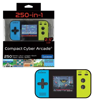 Immagine prodotto di Lexibook Compact Cyber Arcade, console portatile per videogiochi, con 250 giochi, schermo LCD, alimentata a batteria, ideale per bambini e adolescenti, colore nero/blu/verde, modello JL2377LXB