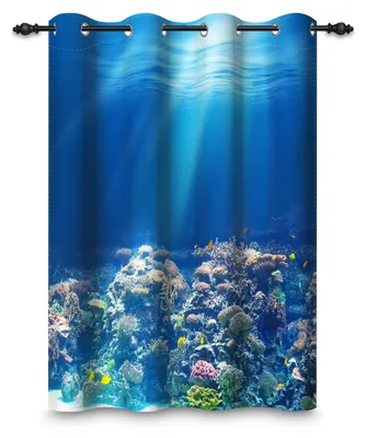 Verdunkelungsvorhang mit Ösen, Ozean-Motiv, 117x183 cm, 1 Stück