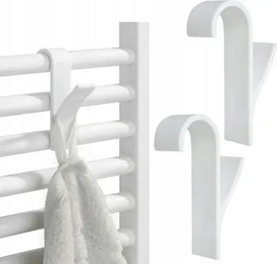 Produktbild von 2X Haken - Heizkörperhalter - für Heizkörper - Badezimmerhalter - Handtuchhalter - Weiß
