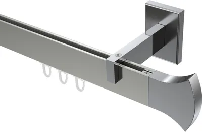 Produktbild von Interdeco Innenlaufstange / Gardinenstange mit Innenlauf Edelstahl-Optik / Chrom, Typ Smartline Conex (Rundung), 14x35 mm 1-läufig, 240 cm