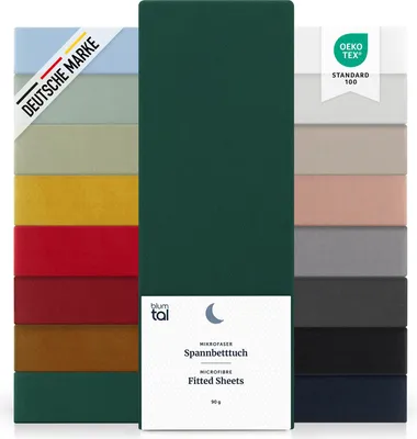 Image de Blumtal Draps-housses 150x200 cm Lot de 2 - Draps 150x200 en microfibre - Vert foncé