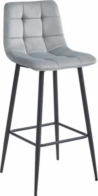 Produktbild von Barhocker ARCETO - silbergrauer Samt / schwarze Beine