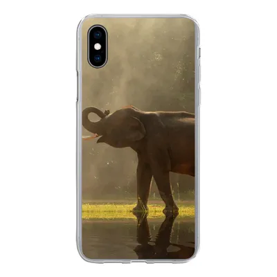 Produktbild von MuchoWow® Handyhülle Schutzhülle Hülle für iPhone Xs Elefant - Wasser - Tiere - Natur Silikon Softcase Handy Hülle - Handytasche