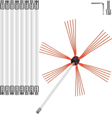 Immagine prodotto di SucceBuy Aste spazzacamino flessibili da 30 piedi, kit per la pulizia del camino in nylon con testina flessibile, aste facili da collegare, 9 aste bianche