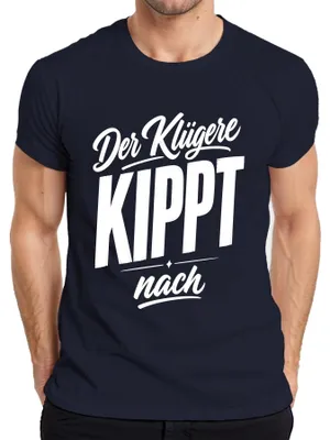 Productafbeelding van "De slimste geeft toe" - Sarcastisch heren T-shirt, marineblauw, maat XXL
