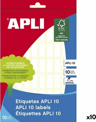 Zdjęcie produktu dla Etykiety samoprzylepne Apli 8 x 20 mm białe 10 arkuszy (10 sztuk)