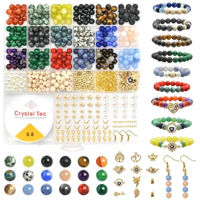 Edelsteinkugeln 670 Stk. 8 mm für DIY-Schmuck Basteln
