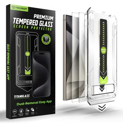 Produktbild von Techsuit - TitanGlass CrystalHD gehärtetes Glas für Samsung Galaxy S24 Ultra (2 Stück, fingerabdruckkompatibel) - transparent