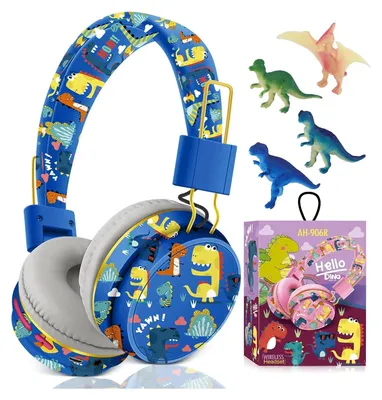 Produktbild von Dinosaurier Kopfhörer Kabellos Kinder mit Kabel, Bluetooth Kopfhörer Over Ear für Mädchen/Jung mit Mikrofon, Schule Kleinkind Kopfhörer ab 3-10 Jahre,
