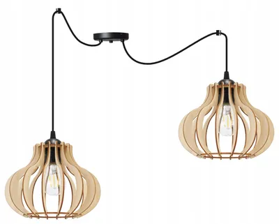 Obrázok produktu pre Závesná lampa, stropný svietnik, drevo, LED tienidlo