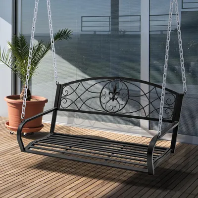 Produktbild von Hollywoodschaukel 2-Sitzer Metall Gartenschaukel wetterfest Schwarz