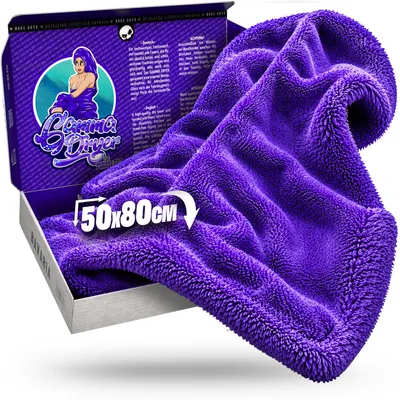 Produktbild von Nuke Guys Gamma Dryer XXL | Ultra saugstarkes Trockentuch 1400 GSM in Lila 50x80cm | Fusselfrei, abgerundete sanfte Fasern, kratzerfrei, extra groß | Premium Mikrofasertuch für Auto Motorrad Fahrrad