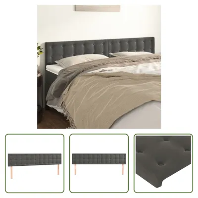 Produktbild von The Living Store Kopfteile 2 Stk. Dunkelgrau 80x5x78/88 cm Samt