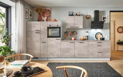 Produktbild von PICCANTE Plus Küchenzeile ohne Geräte Casual 370 cm beton perlgrau matt vormontiert Variante links 4067368012102