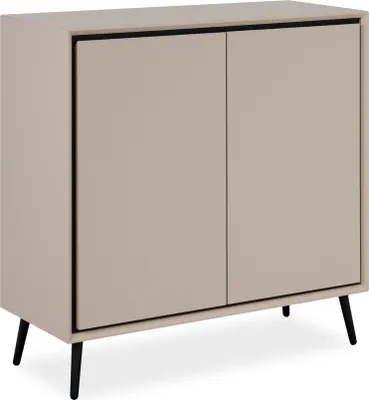 Image de Kommode >Arona< 2 Türen, 2 Böden, in Sand / Schwarz - 90x90x38cm (BxHxT)