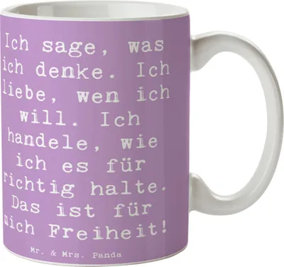 Produktbild von Mr. & Mrs. Panda Kaffeetasse Spruch Freiheit Leben - Lavendeltraum - Geschenk, Tasse, Gedankenfreiheit, starkes Statement, Zitat, Gefühl, Teebecher, Keramiktasse, Liebe