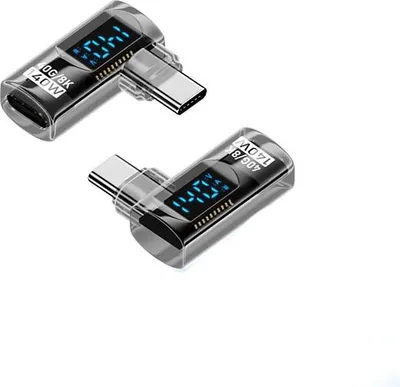 Obrázek produktu pro INF 140W TYPE-C Samice na TYPE-C Samec Adaptér s Displejem, Černý Průhledný, 2 Ks