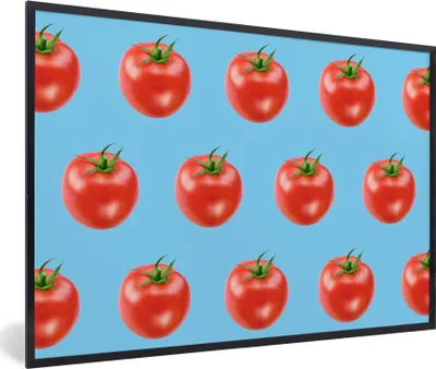 Produktbild von MuchoWow® MuchoWow® Gerahmtes Poster Tomaten - Gemüse - Blau 30x20 cm - Poster mit zchwarzem Bilderrahmen - Kunstdruck - Bild-Poster
