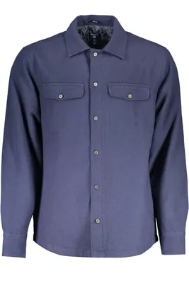 Produktbild von Elegantes Herrenhemd Blau - Langarm, Italienischer Kragen, 2 Taschen