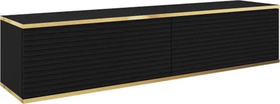 Produktbild von Hängendes TV Schrank - Modernes Design. Farbe: SCHWARZ, D: L: 135 cm, H: 30 cm, T: 32 cm. TV Lowboard, TV Board, TV Sideboar