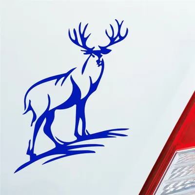 Produktbild von Auto Aufkleber Hirsch Geweih Jäger Wild Jagd 12x9 cm Dunkelblau Sticker Heckscheibenaufkleber